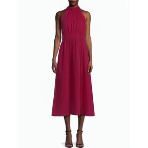 Lilly Pulitzer Marleen Cotton Silk Halter Midi Dress Poinsettia Red Nwt Size 2